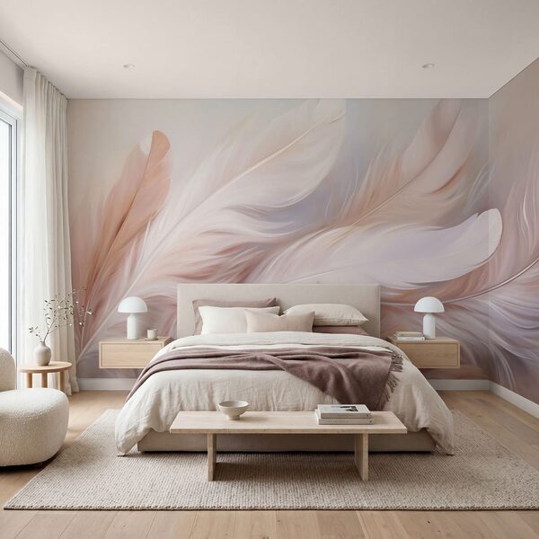 Delicate feathers in soft pastel hues
