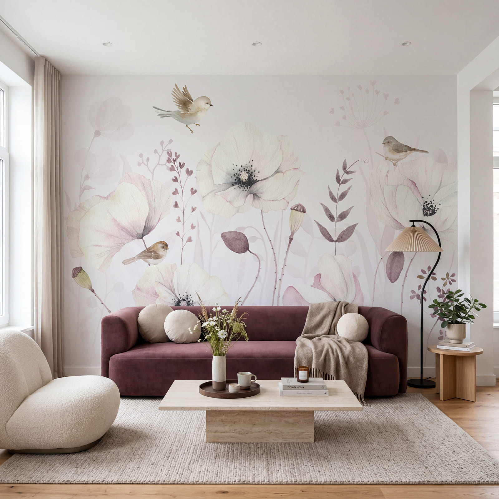 Painting of flowers and birds Painting of flowers and birds