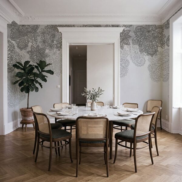 Grey and white background with paisley design Grey and white background with paisley design