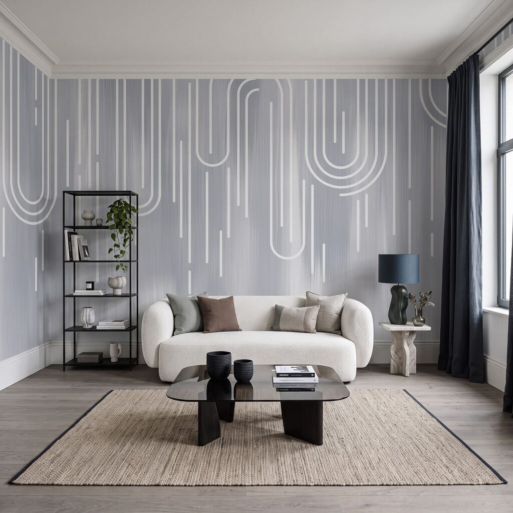 White lines on a gray background