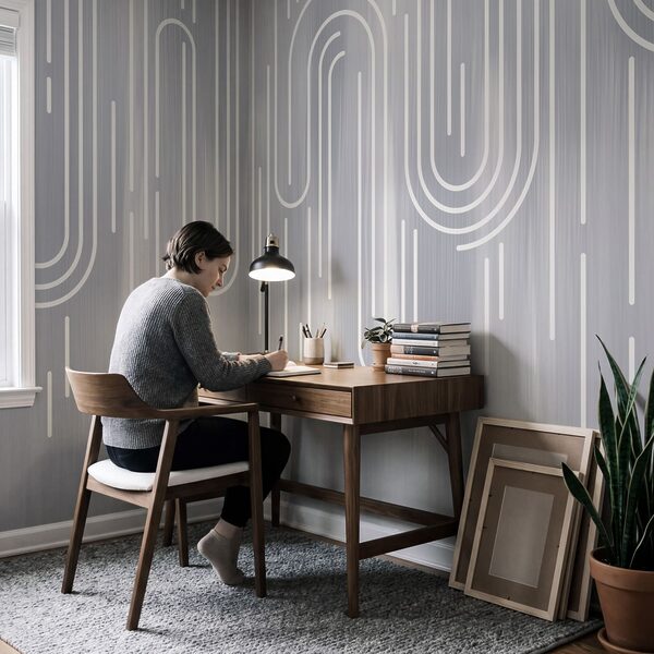 White lines on a gray background