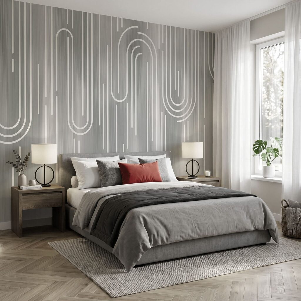White lines on a gray background