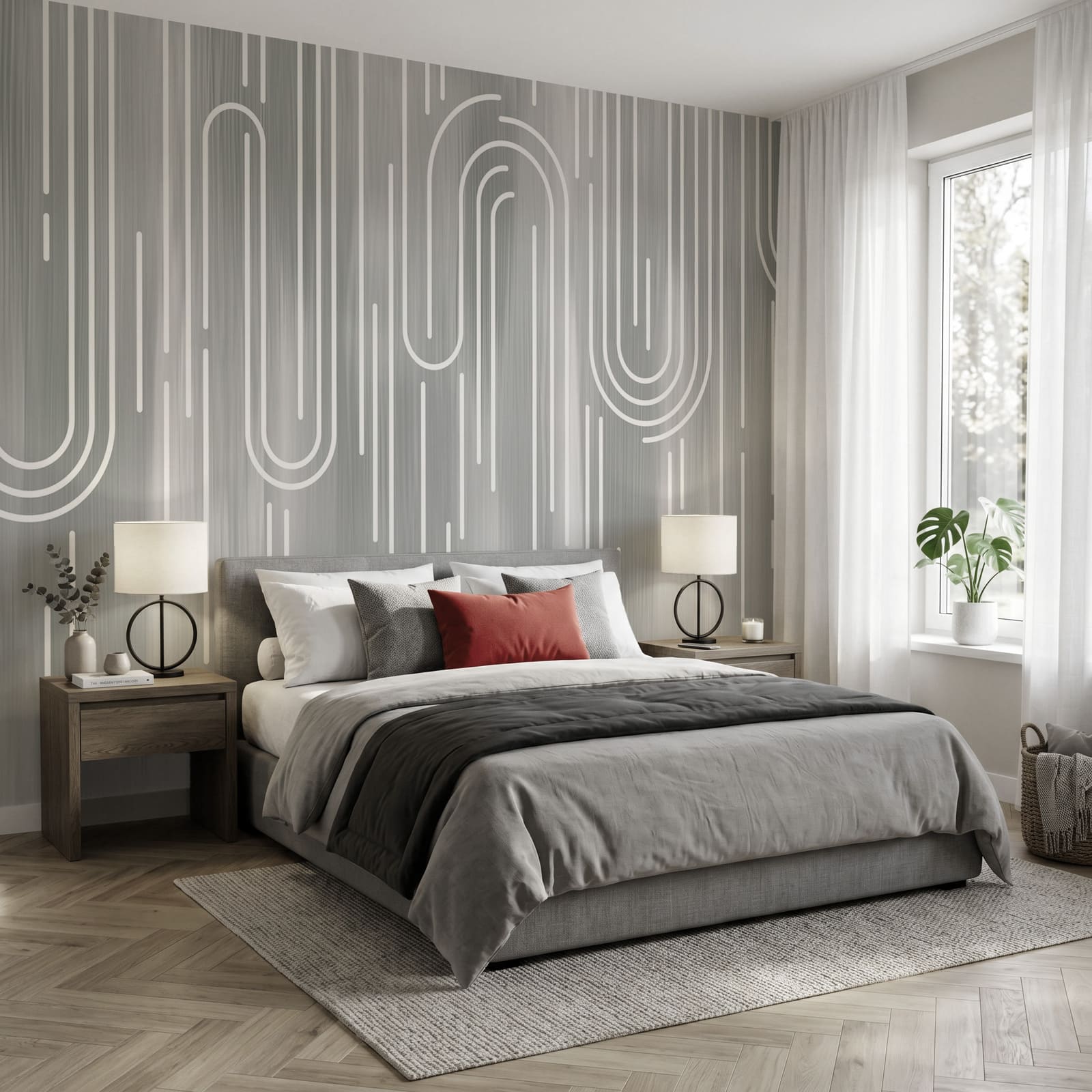 White lines on a gray background