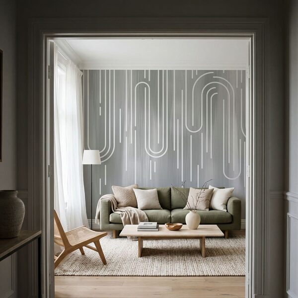 White lines on a gray background