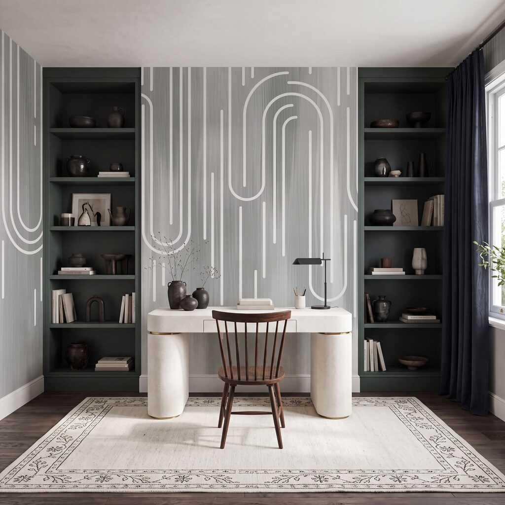 White lines on a gray background