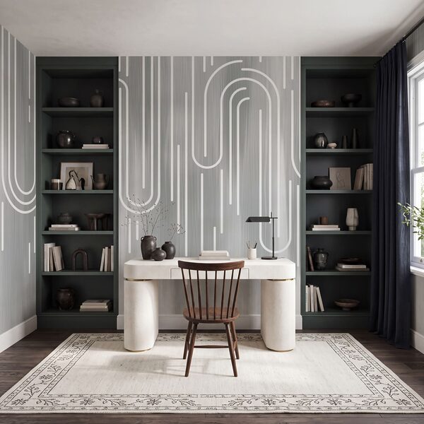 White lines on a gray background