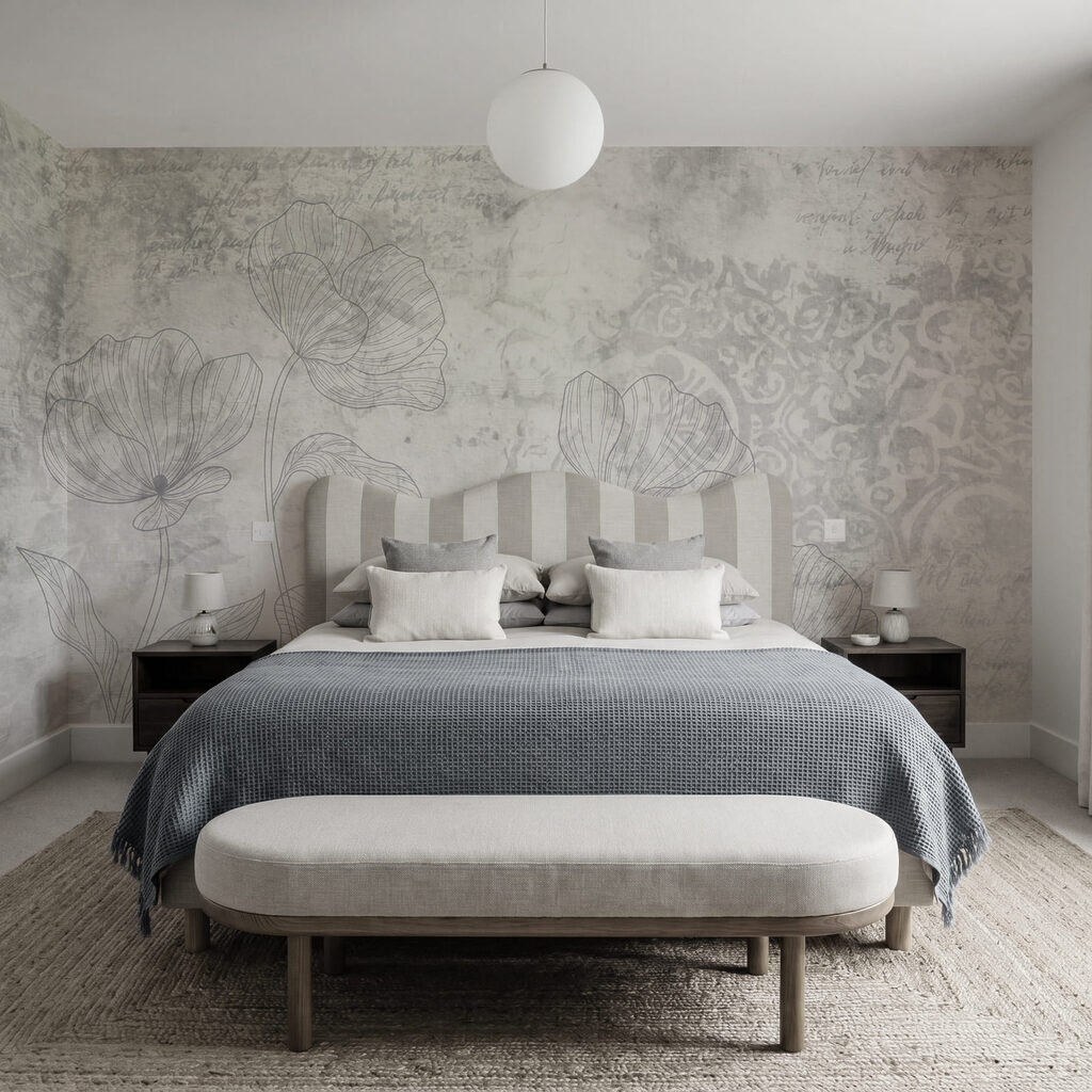 Grey and white floral pattern