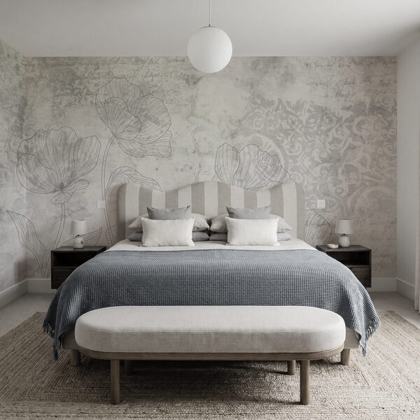 Grey and white floral pattern