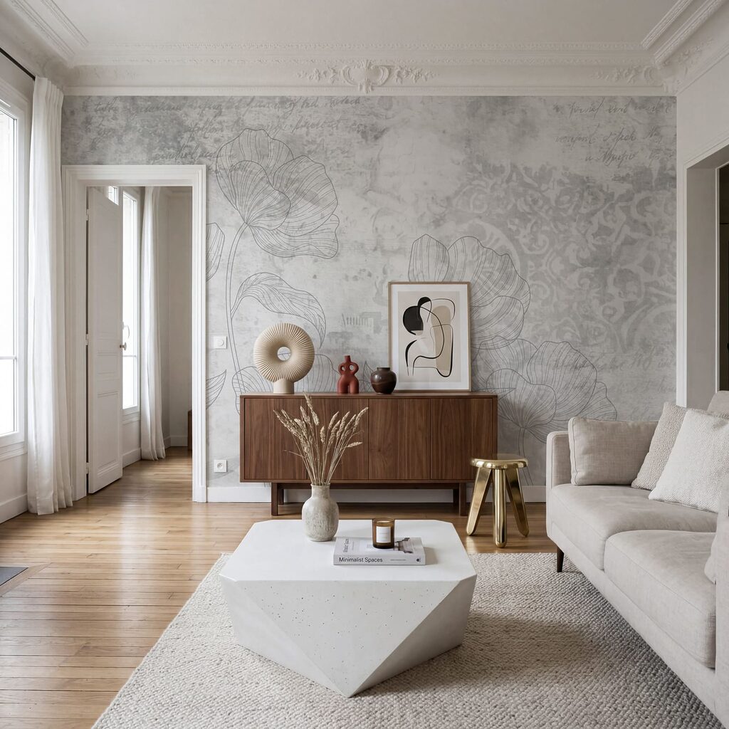 Grey and white floral pattern