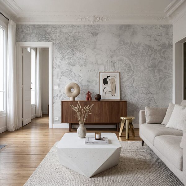 Grey and white floral pattern