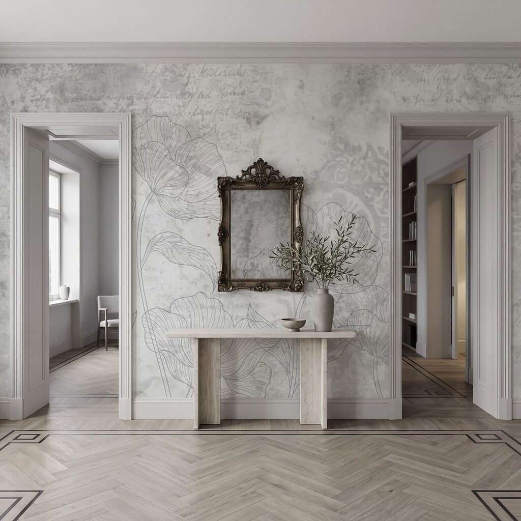 Grey and white floral pattern
