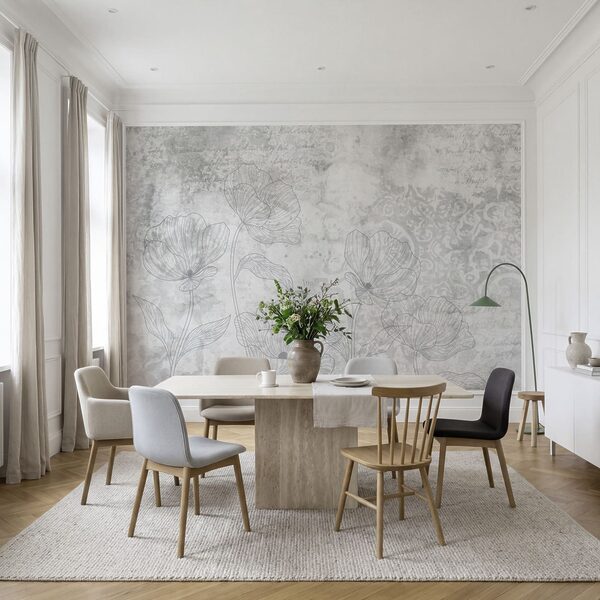Grey and white floral pattern