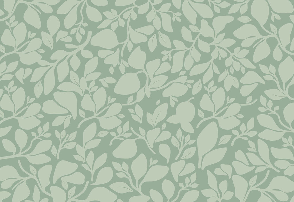 Pattern of leaves on a green background