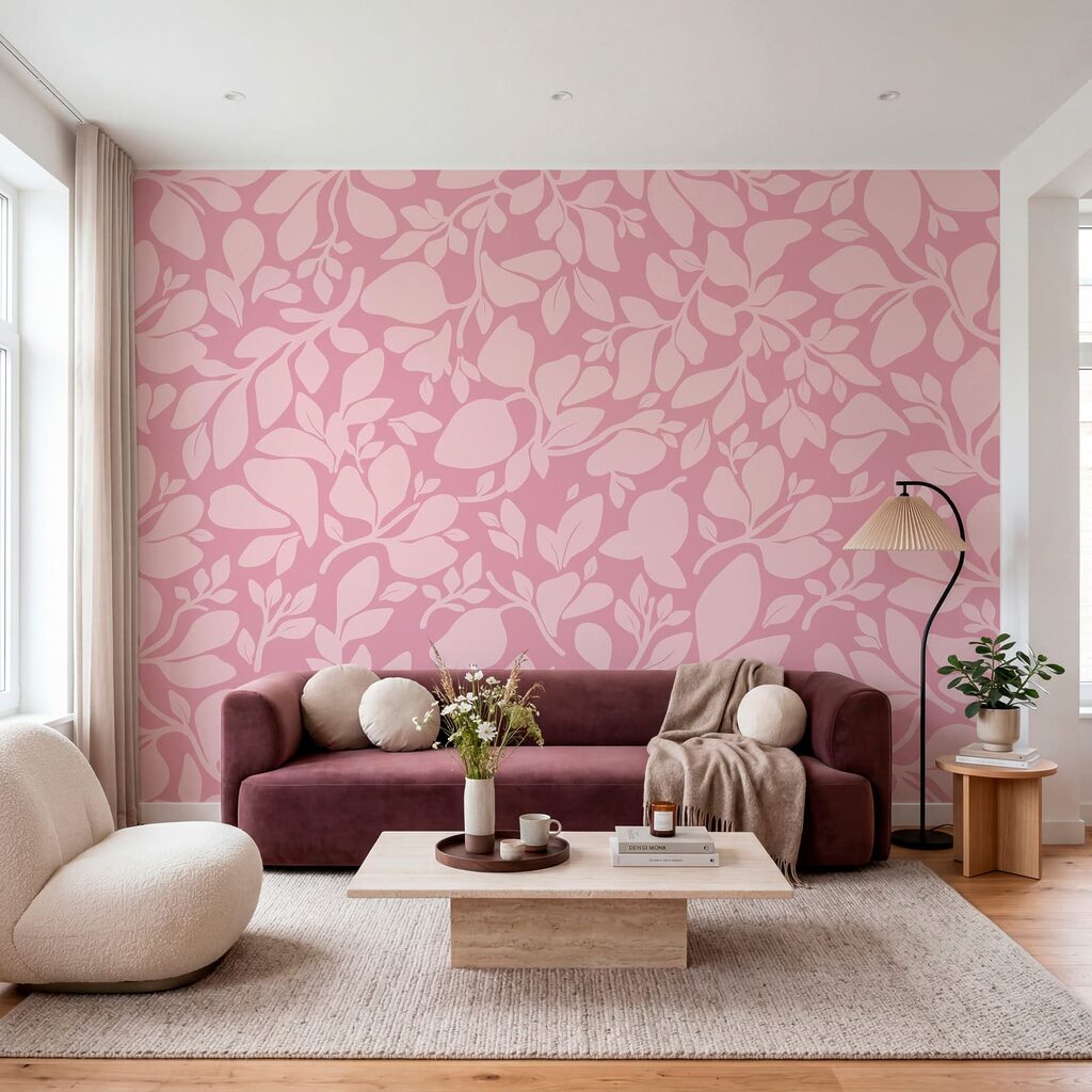 Pink pattern with leaves