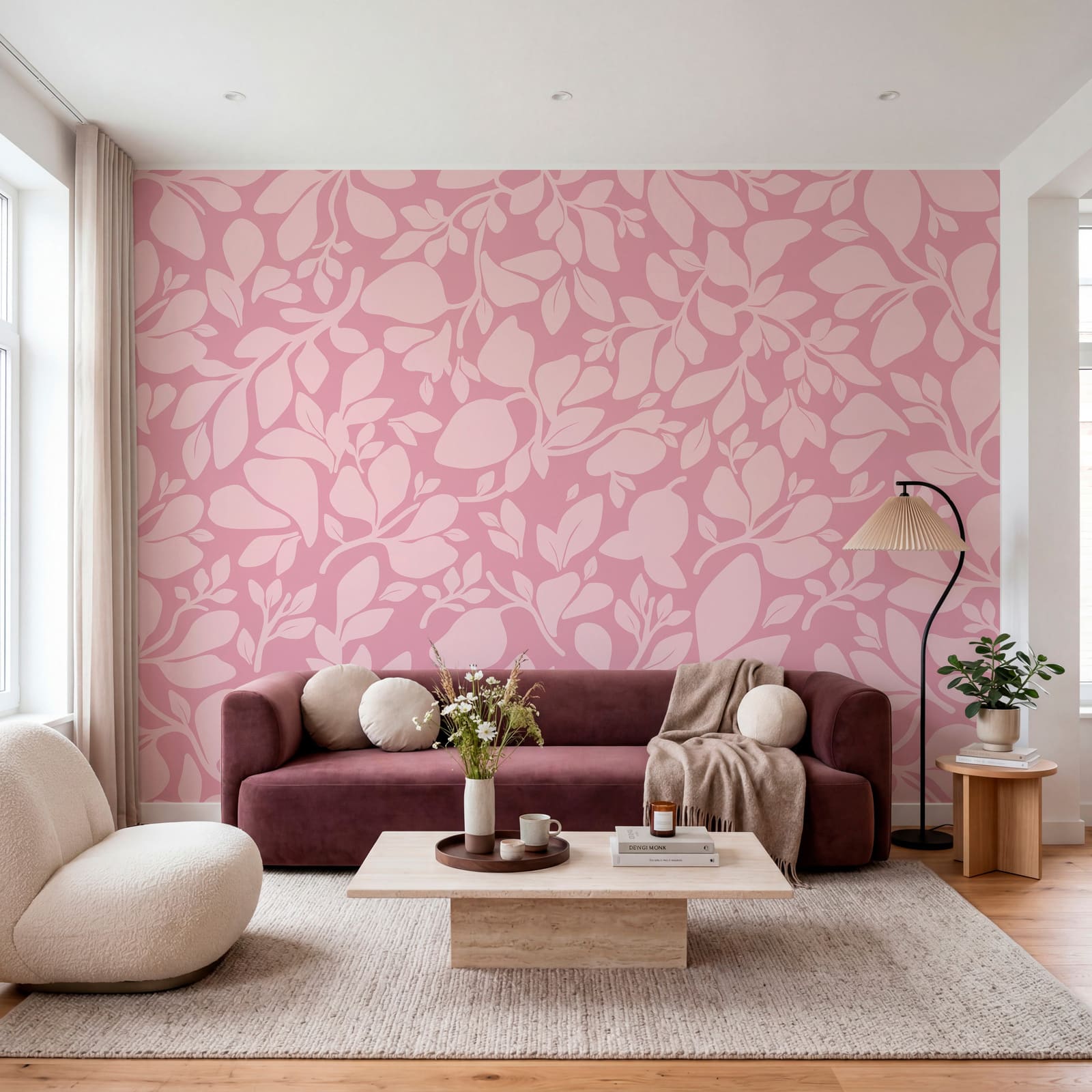 Pink pattern with leaves