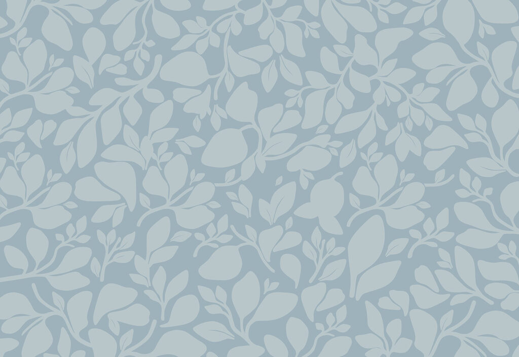 Pattern of leaves on a blue background