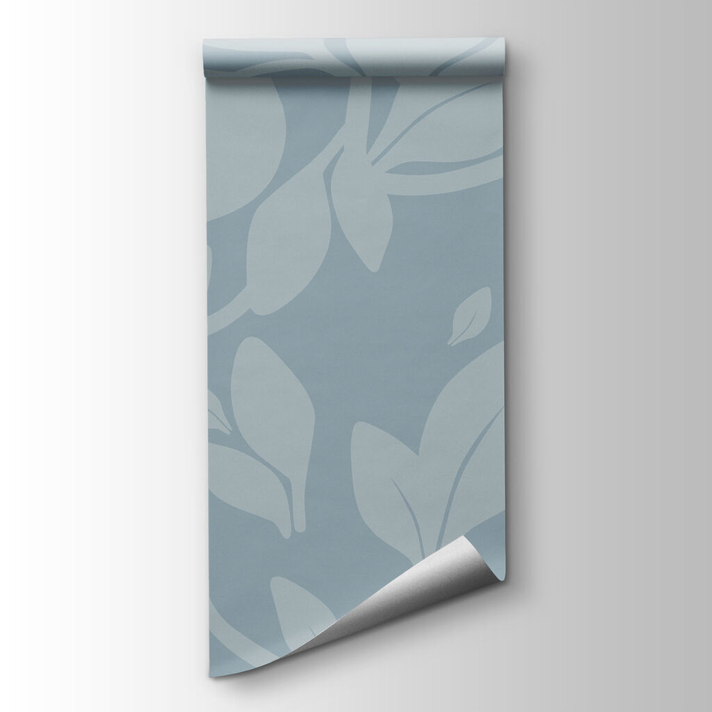 Pattern of leaves on a blue background