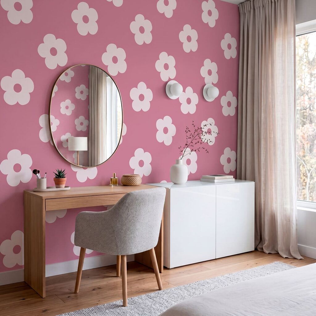 Pink and white flower pattern