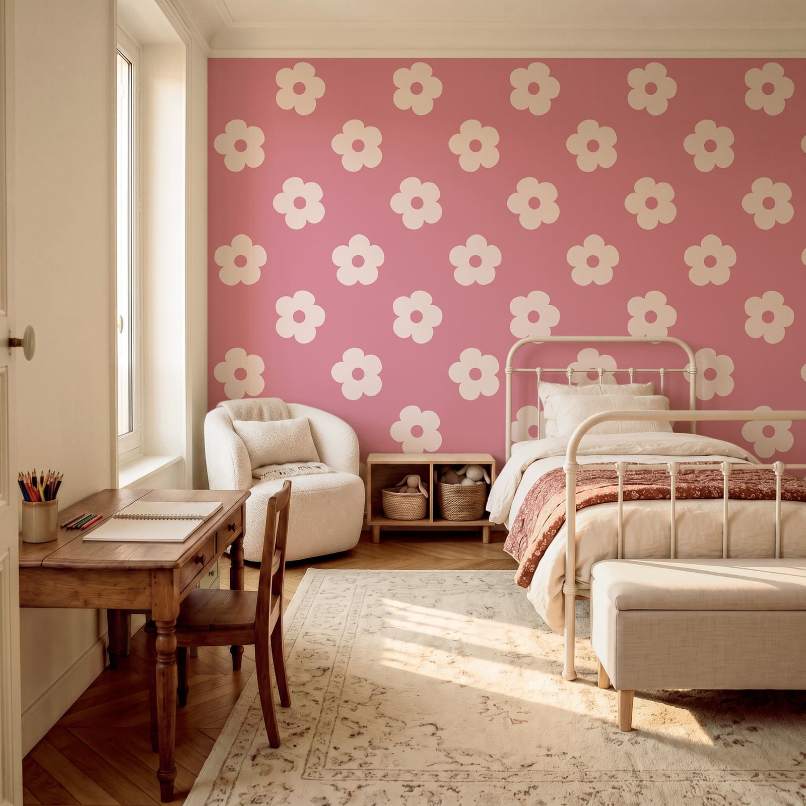 Pink and white flower pattern