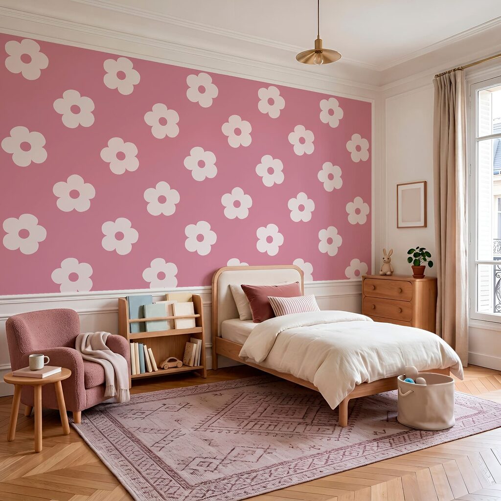 Pink and white flower pattern