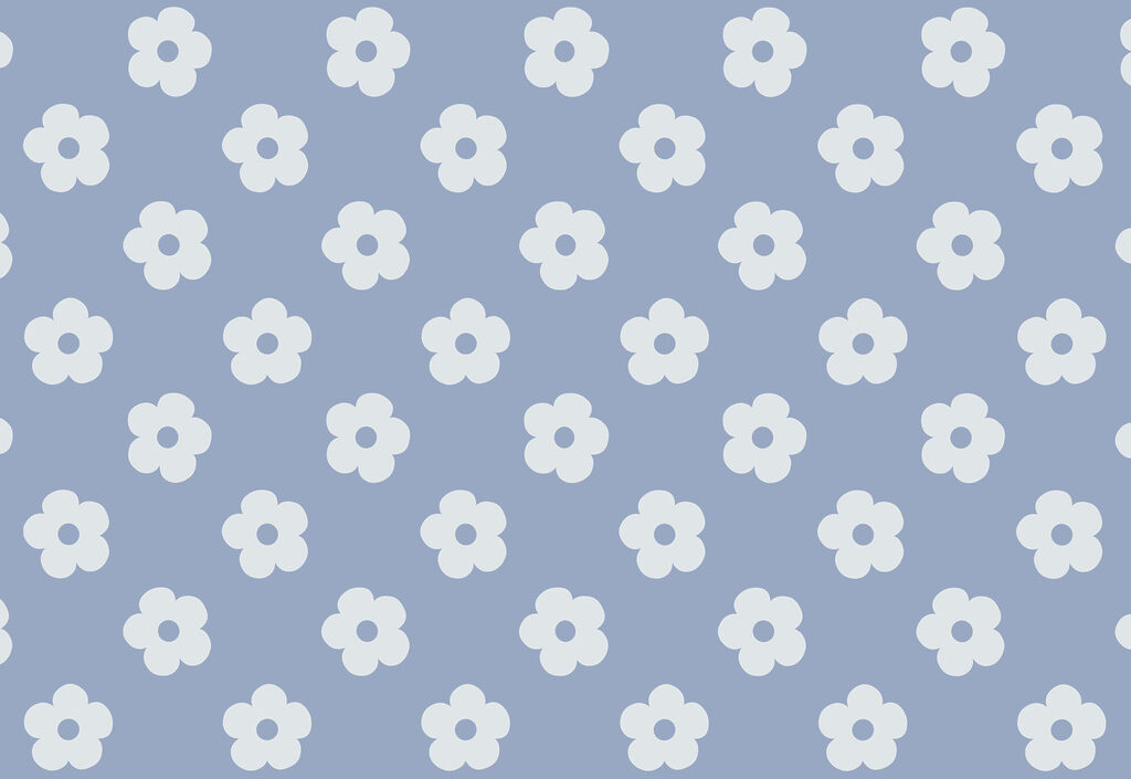 Pattern of white flowers on a blue background
