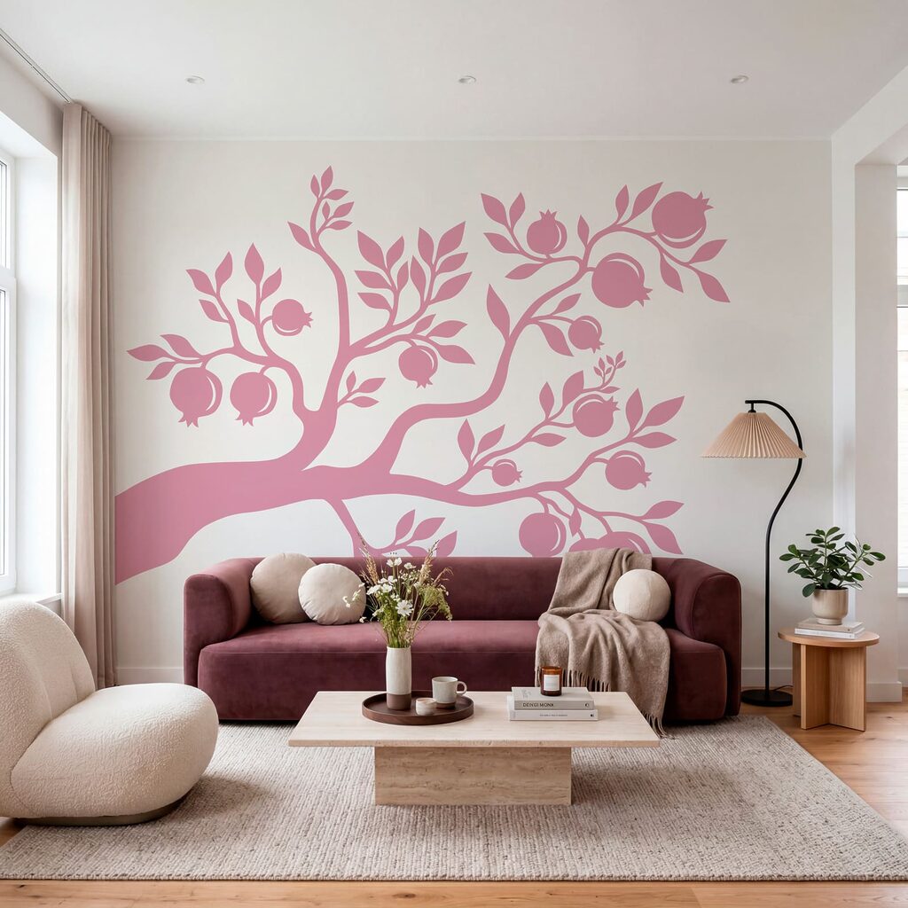 Tree with pink branches and fruit Tree with pink branches and fruit