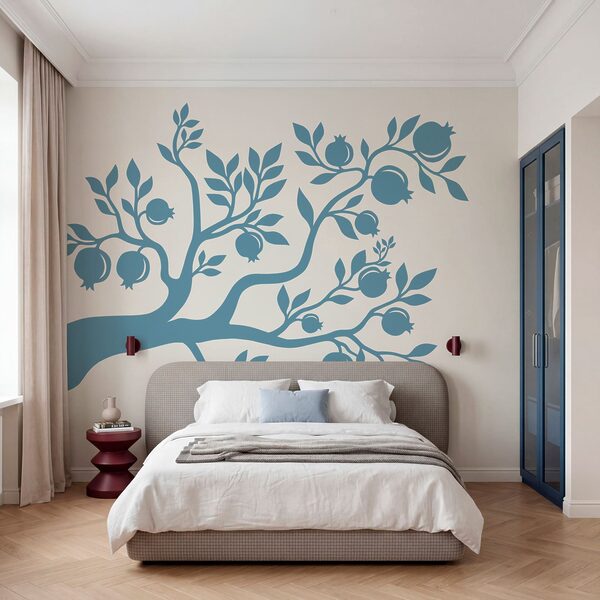 Blue tree with leaves and fruits Blue tree with leaves and fruits