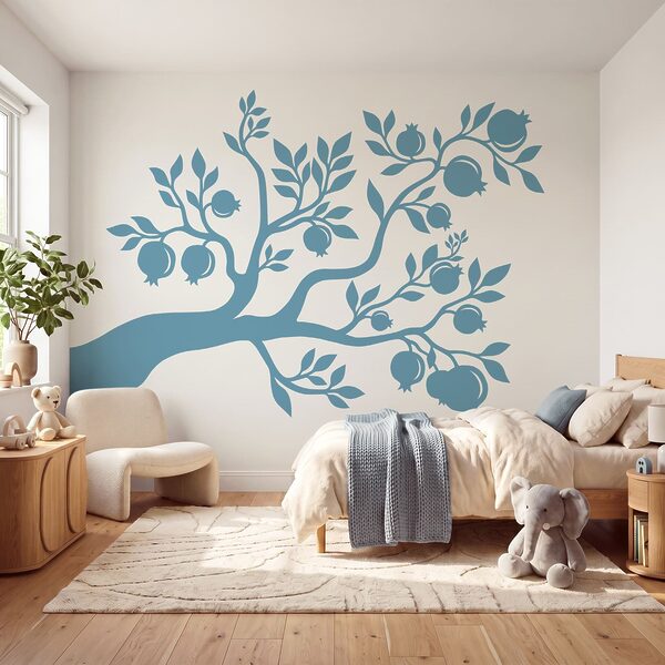 Blue tree with leaves and fruits Blue tree with leaves and fruits