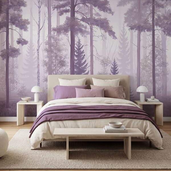 Foggy forest with trees