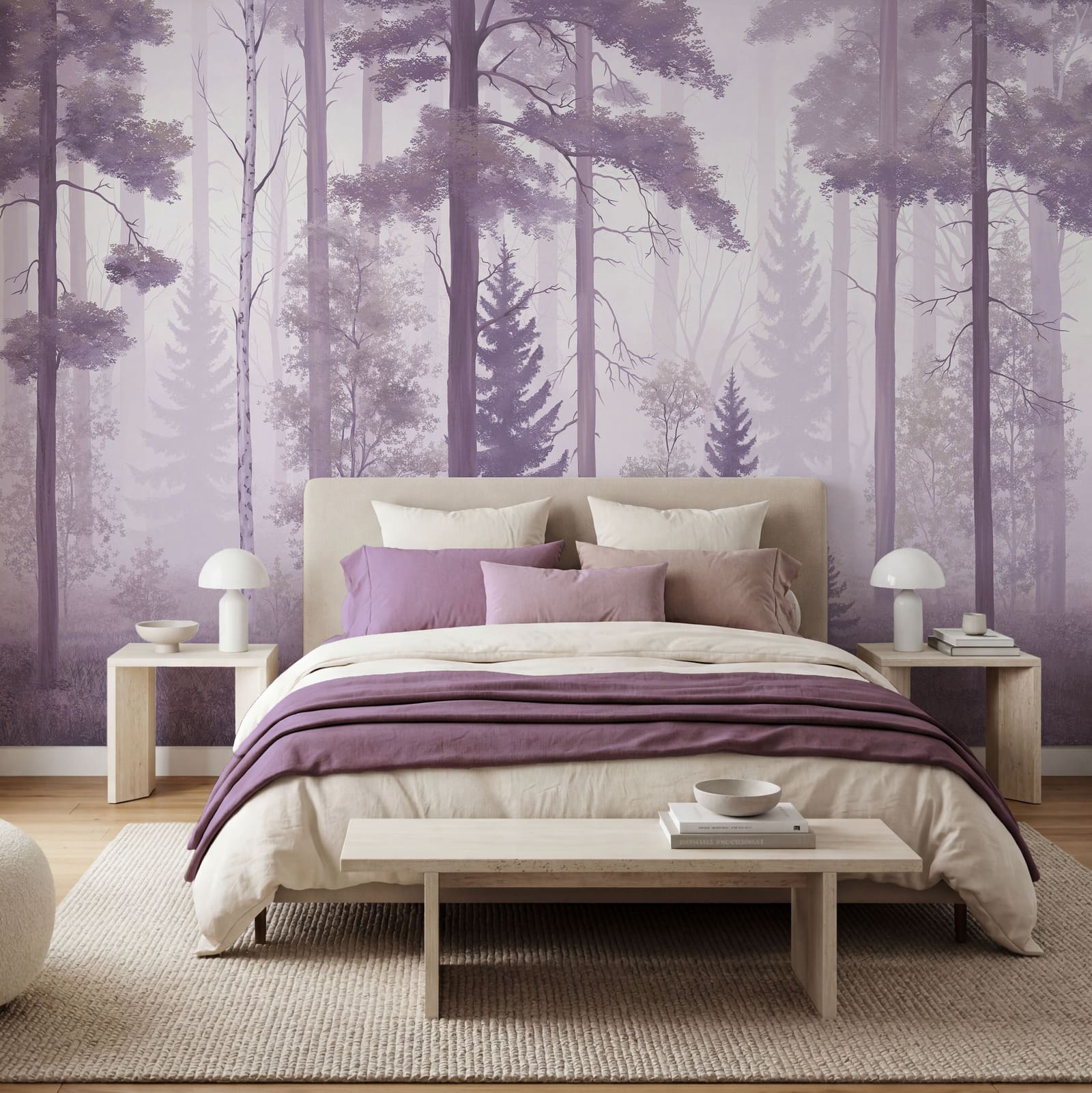 Foggy forest with trees