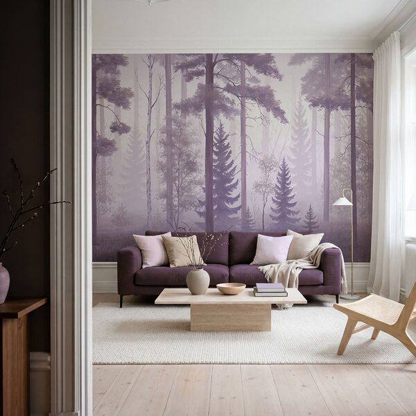 Foggy forest with trees
