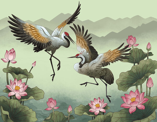 Couple of cranes in flight Couple of cranes in flight