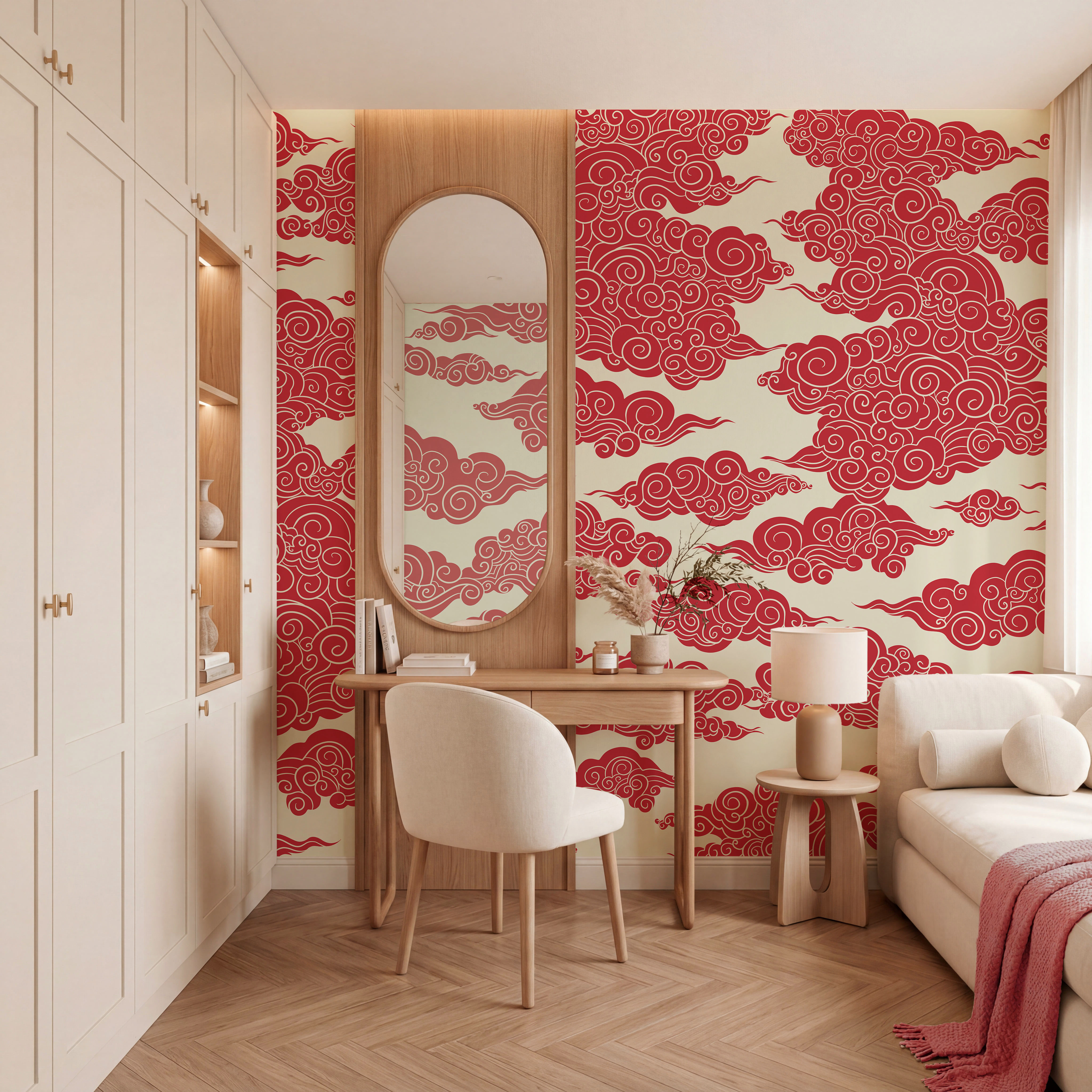 Pattern of red clouds