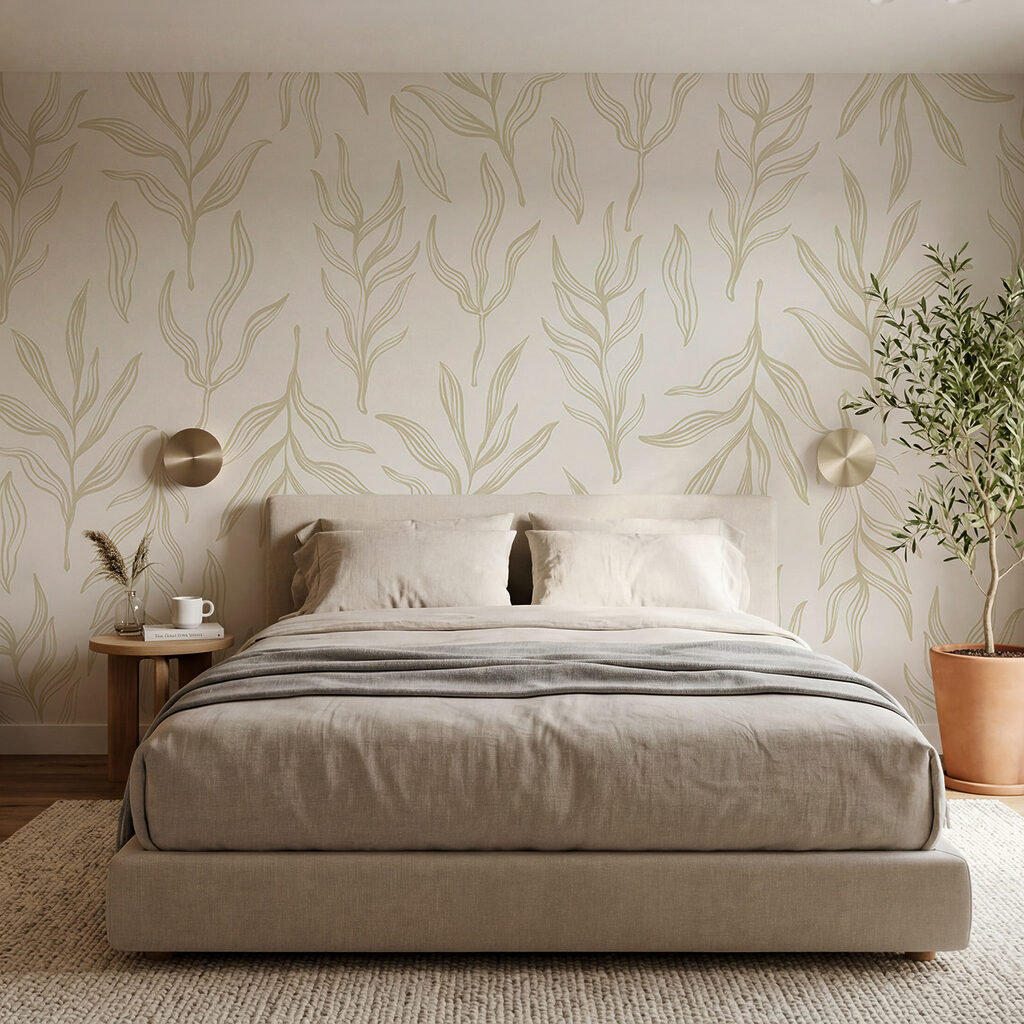 Pattern of leaves on a white background
