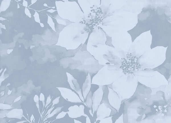 White flowers on a blue background