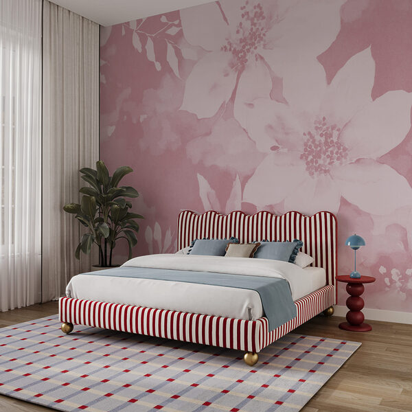 Pink floral pattern with white flowers