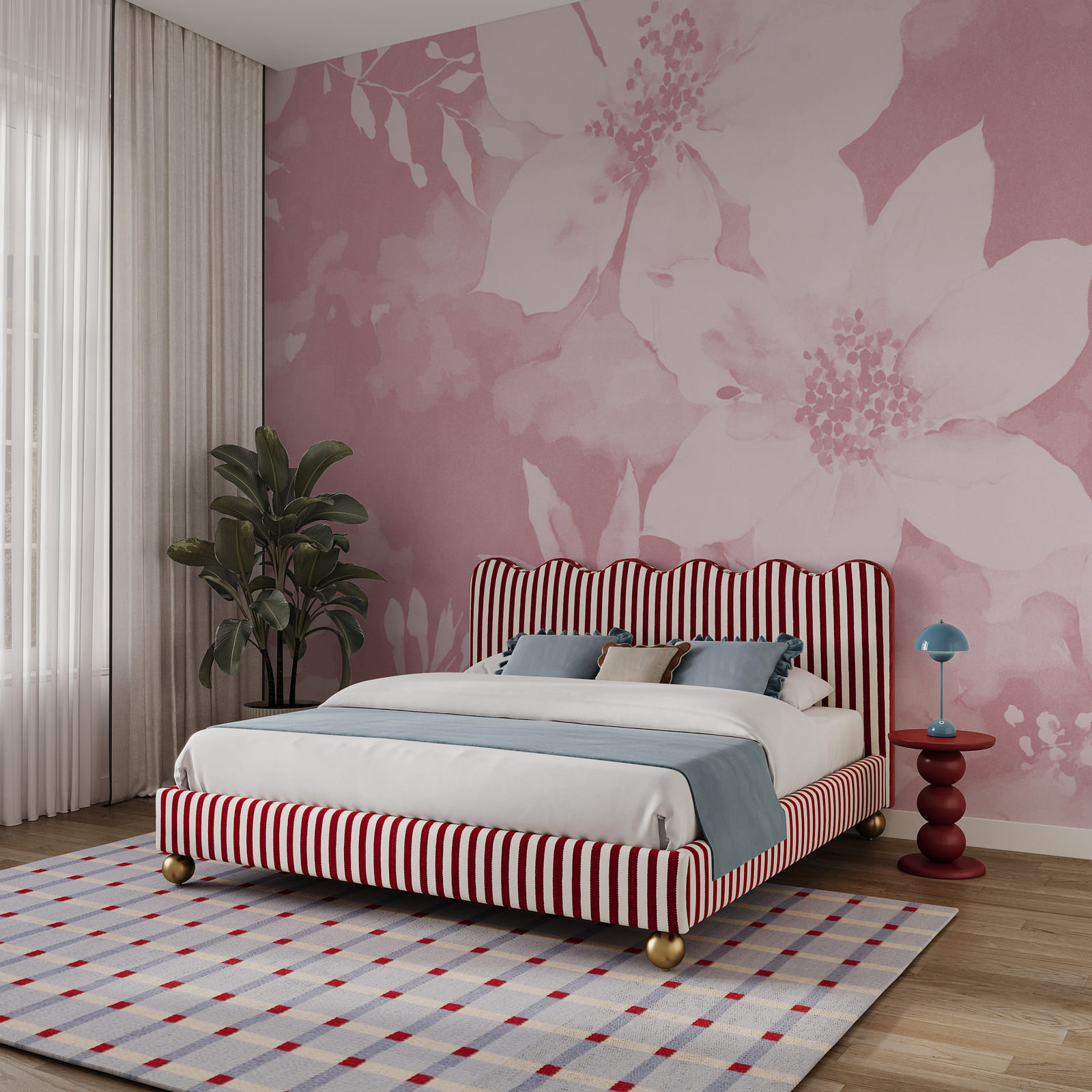 Pink floral pattern with white flowers