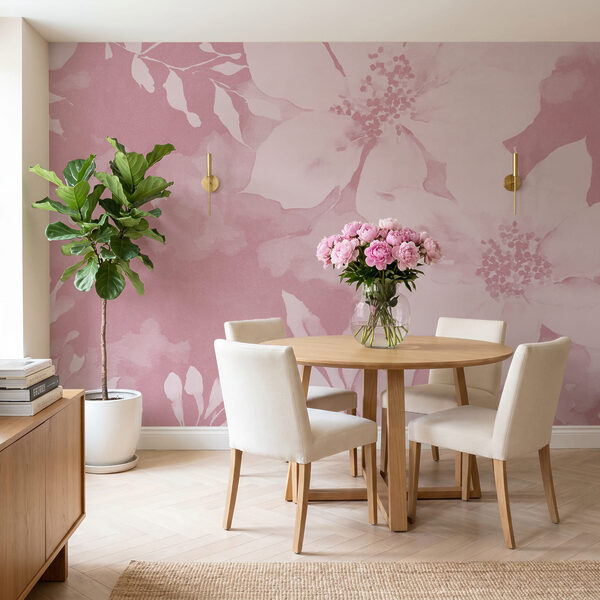 Pink floral pattern with white flowers