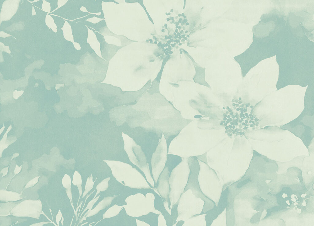 White flowers on a blue background