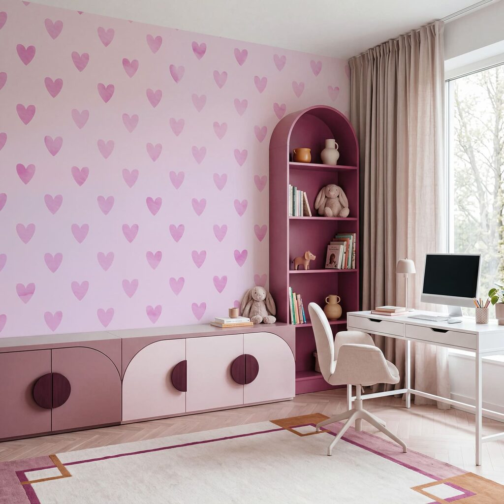 Pink hearts on a pink background