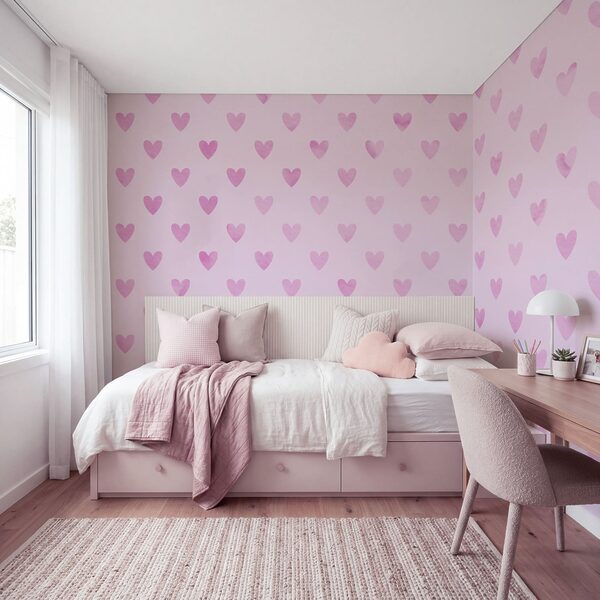 Pink hearts on a pink background