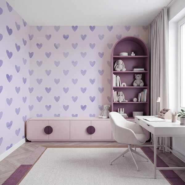 Purple hearts on a white background