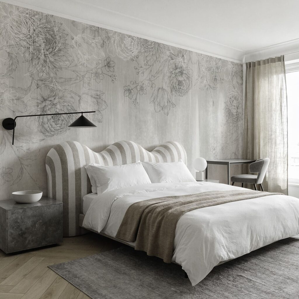 White and gray floral pattern