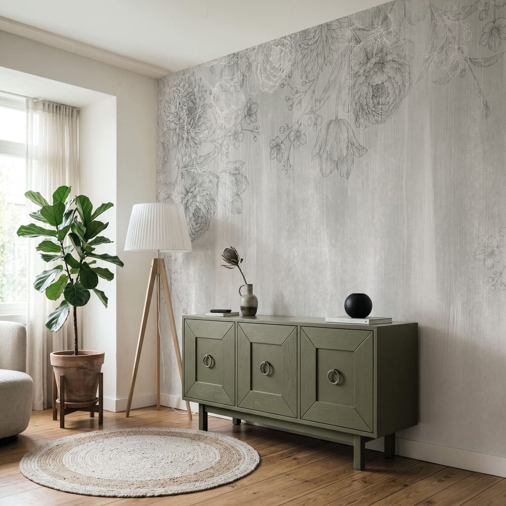 White and gray floral pattern