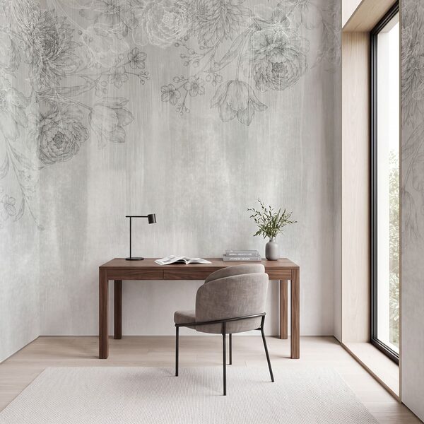 White and gray floral pattern
