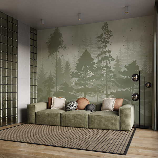 Wall mural Group of trees with birds flying (SKU: t01007v3) Wall mural Wall mural Group of trees with birds flying (SKU: t01007v3)