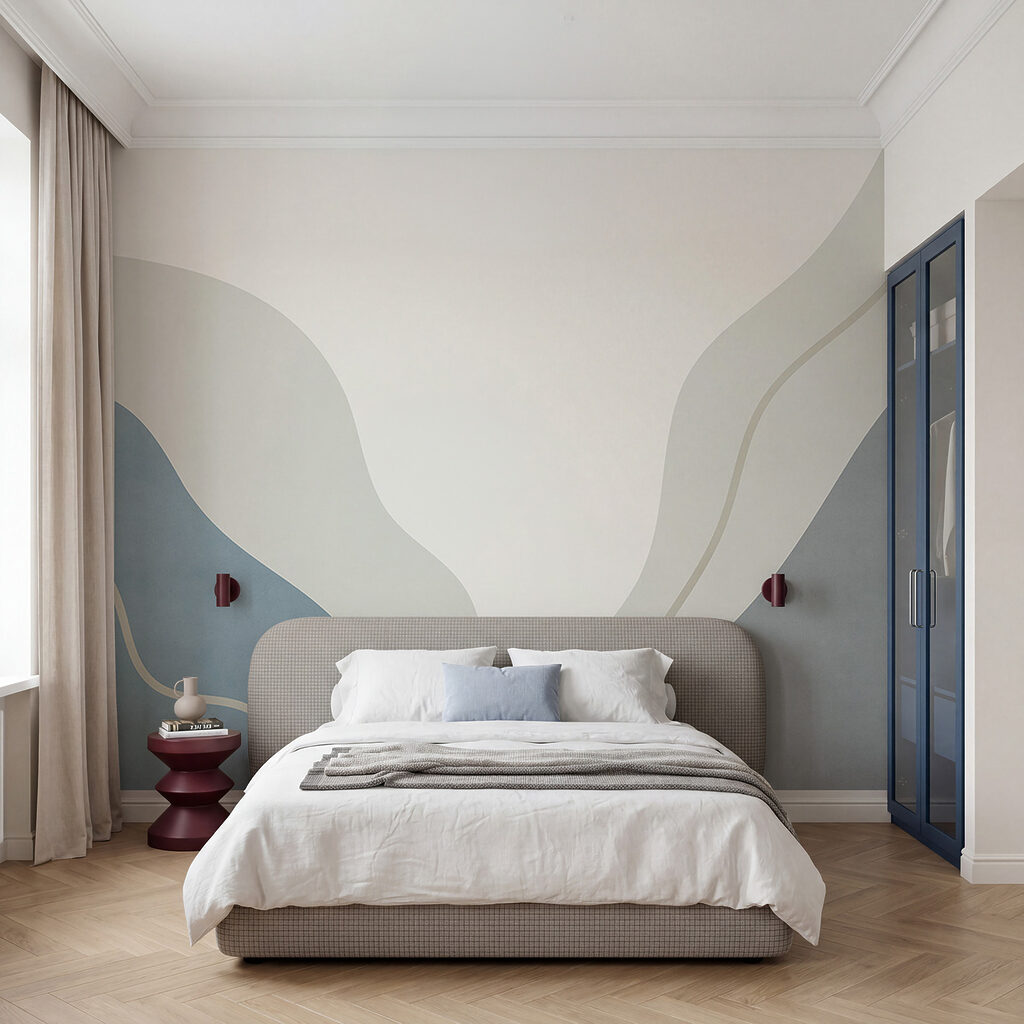 White and blue art