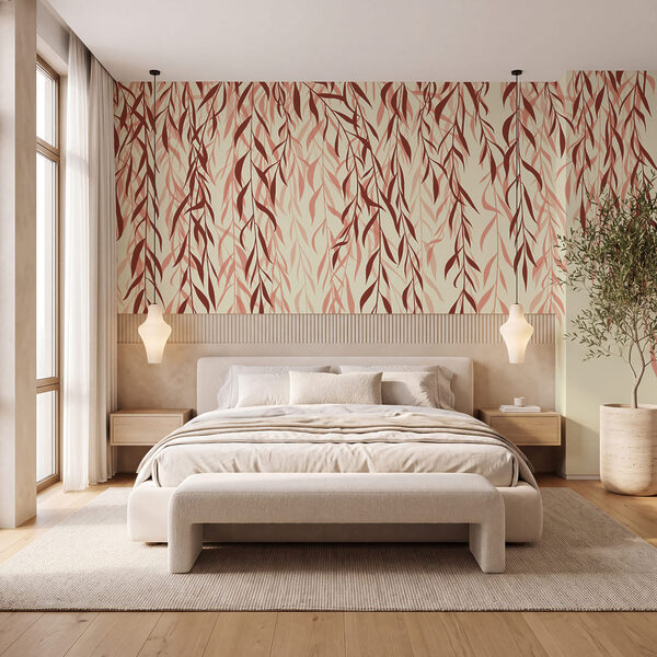 Wall mural Delicate leaves in soft hues (SKU: t01018v4) Wall mural Wall mural Delicate leaves in soft hues (SKU: t01018v4)