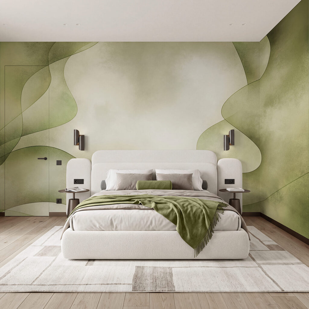 Green and white background