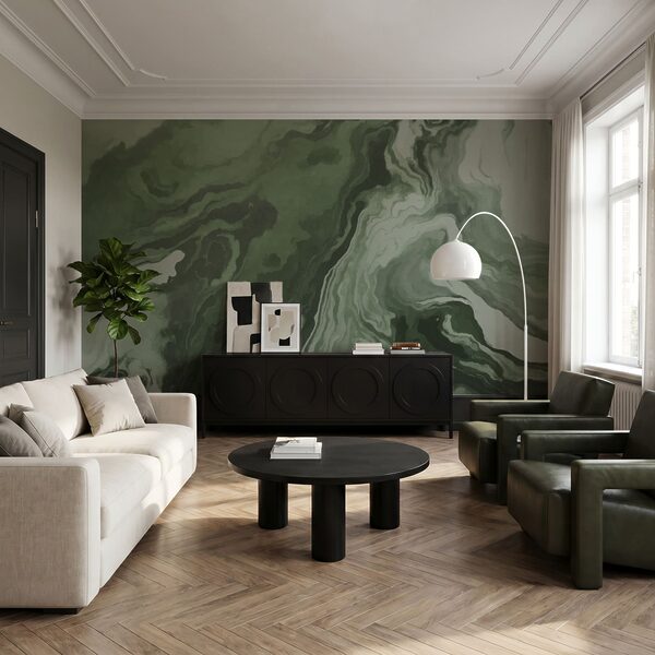 Wall mural Green and white swirls (SKU: t01021v5) Wall mural Wall mural Green and white swirls (SKU: t01021v5)